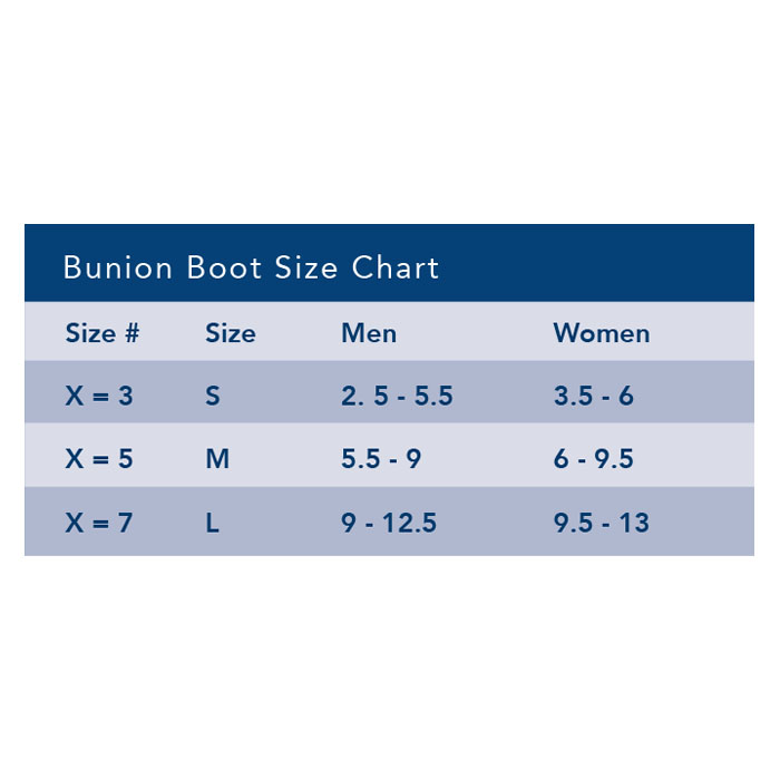 Bunion bootie shop size chart